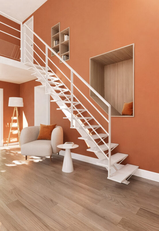 Escalier à limon central et rampe Contemporaine