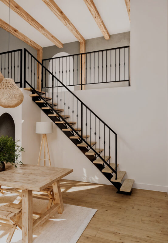 Escalier à limon central et rampe Traditionnelle
