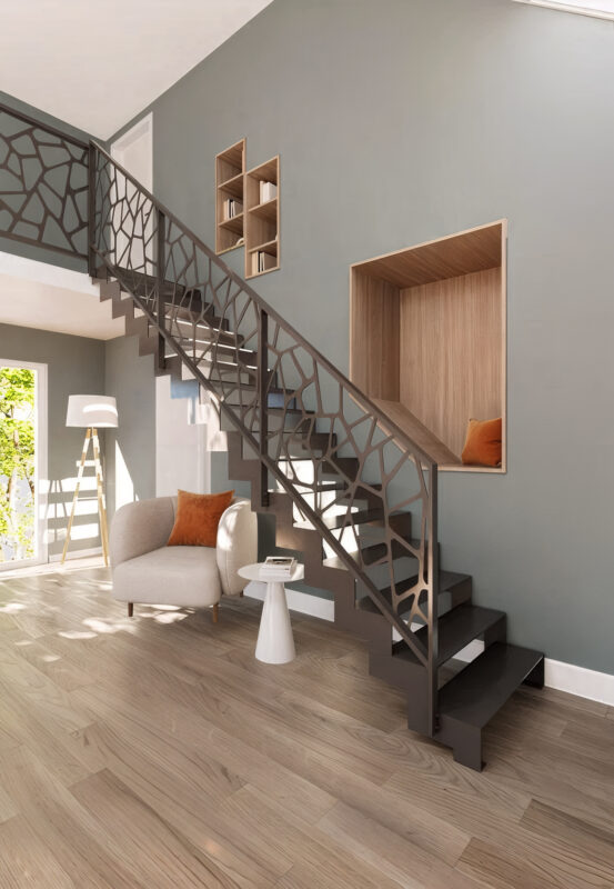 Escalier à limon crémaillère et rampe Design