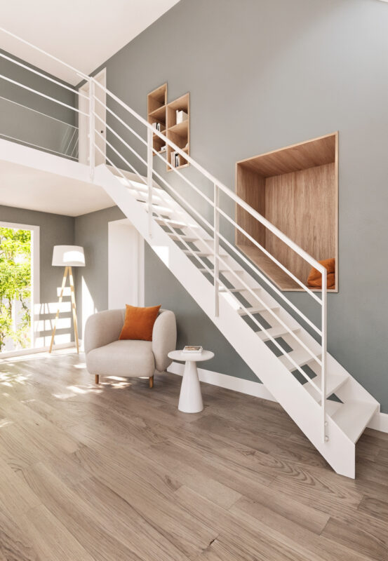 Escalier à limon à la française et rampe Contemporaine