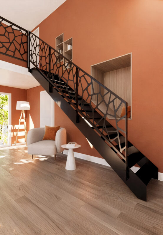 Escalier à limon à la française et rampe Design