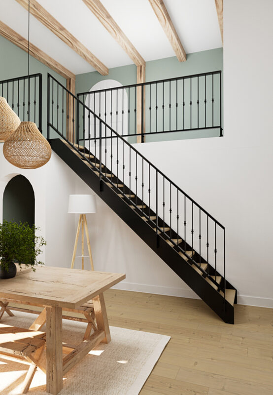 Escalier à limon à la française et rampe Traditionnelle